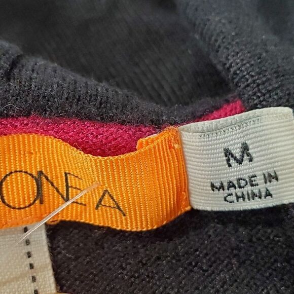 💜One A Maroon Boysenberry & Black Striped Cowl Neck Sweater Medium - Picture 6 of 9